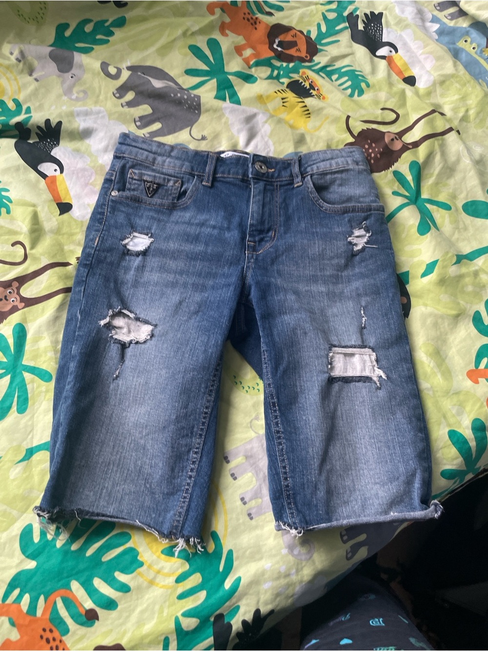 Guess Distressed Denim Shorts in Blue